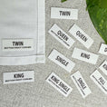 Load image into Gallery viewer, Bed Sheet Labels for identifying different Bedding Sets and Linen. Pack of 4. Choose your Size.

