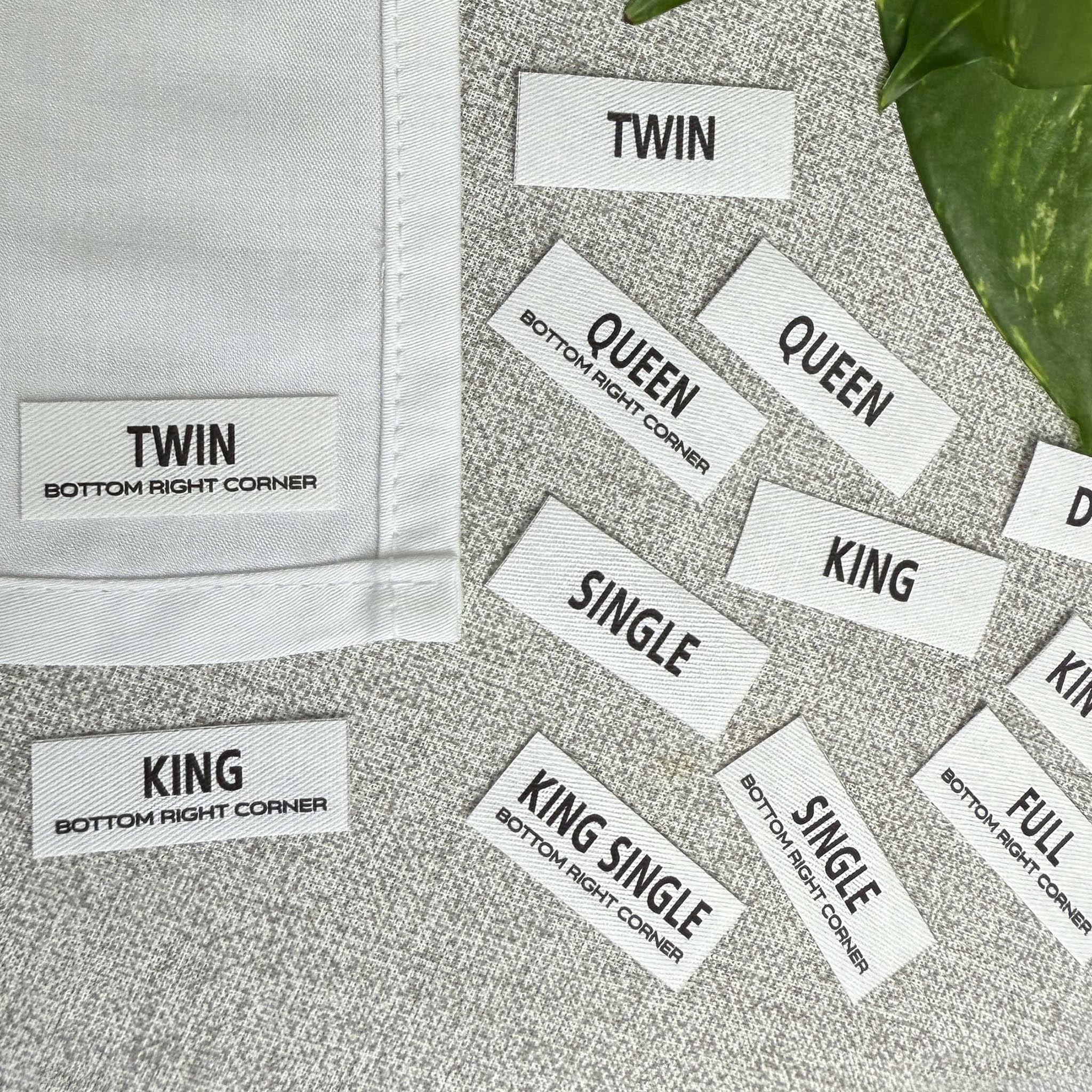 Bed Sheet Labels for identifying different Bedding Sets and Linen. Pack of 4. Choose your Size.